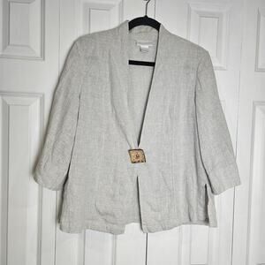 Soft Surroundings Jacket Linen Cotton Blend Beige Nature Spirit Blazer Size M